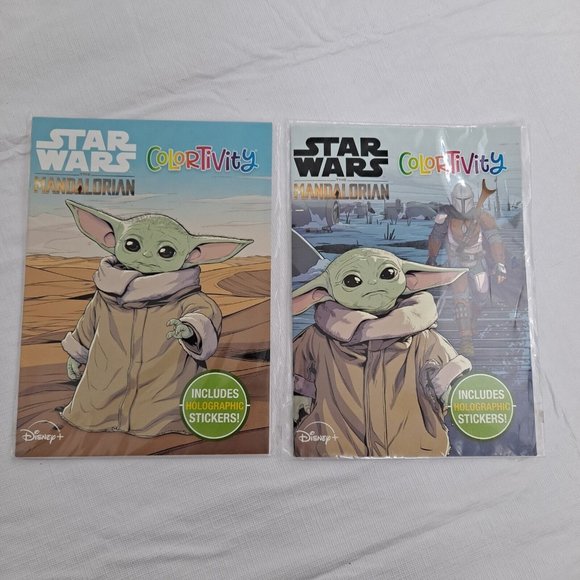 Star Wars Baby Yoda Coloring Book Holographic Sticker Set 2 pack - Picture 1 of 16